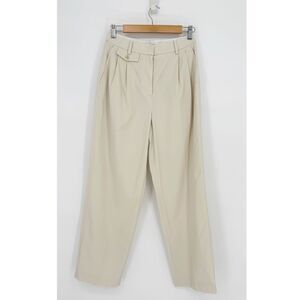 NEW Elborn Lyocell Straight Pants Pleat Front High Waisted in Ivory Women's 36